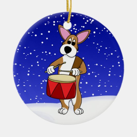 Petit ornement de Noël de corgi de batteur (Devant)