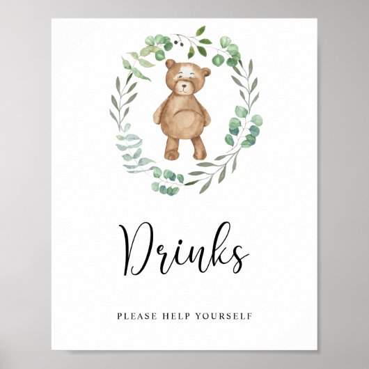Petit ours Boissons servez-vous Affiche (Devant)