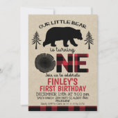 Petit Ours de bûcheron 1er Invitation anniversaire (Devant)
