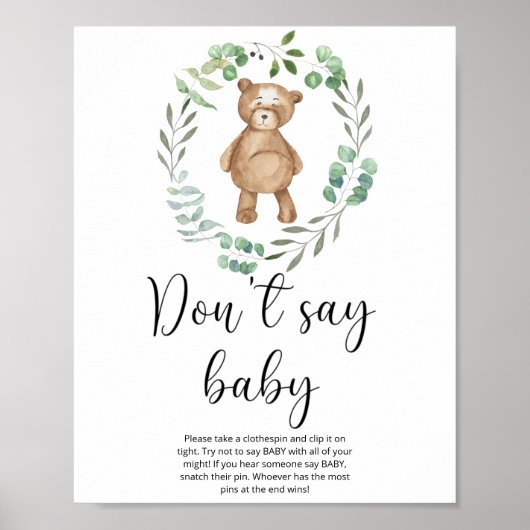 Petit ours en peluche N'écrivez pas bébé  Affiche (Devant)