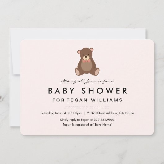 Petit ours | Invitation baby shower (Devant)