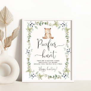 Petit ours Pacifique chasse baby shower jeu Poster
