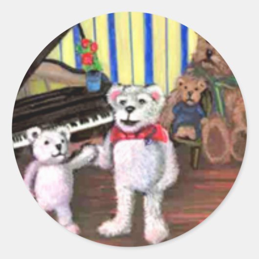 Petit ours Piano Leçon Sticker (Devant)