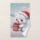 Petit ours polaire de Noël (Serviette à main)