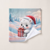 Petit ours polaire de Noël (Gant de toilette)