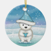 Petit Ours Polaire Mignonne Ornement de Noël (Devant)