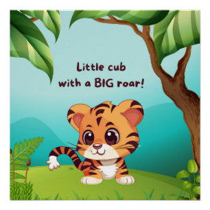 Petit ourson gros rugissement affiche brillante
