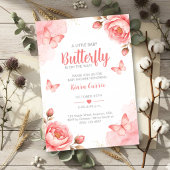 Petit Papillon Bébé Fleur Rose Invitation Baby Sho