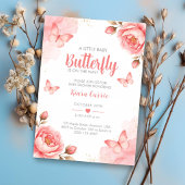 Petit Papillon Bébé Fleur Rose Invitation Baby Sho