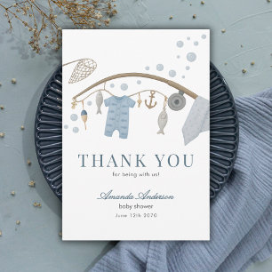Petit Pêcheur Garçon Fête de Naissance Merci