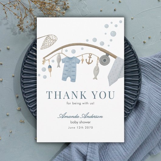 Petit Pêcheur Garçon Fête de Naissance Merci