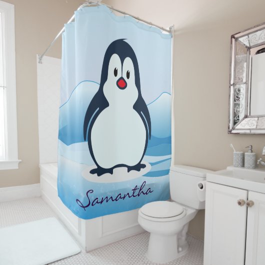 Petit Penguin Design Douche rideau (En situation)