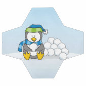 Petit pingouin assis avec des boules de neige (Plat)