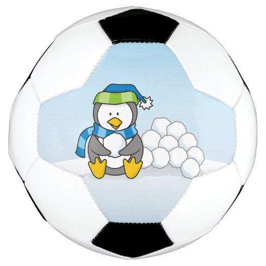 Petit pingouin assis avec des boules de neige (Devant)