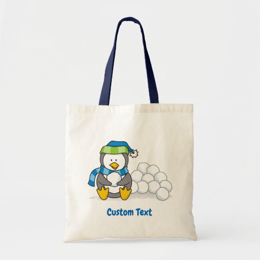Petit pingouin assis avec des boules de neige sac  (Devant)