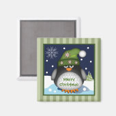 Petit pingouin et joyeux texte de Noël Magnet (Recto/Verso)