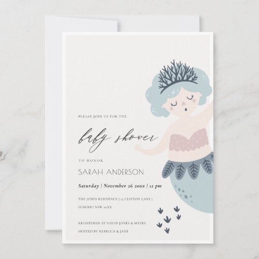 PETIT PINK BLEU MERMAID BABY SHOWER INVITATION (Devant)