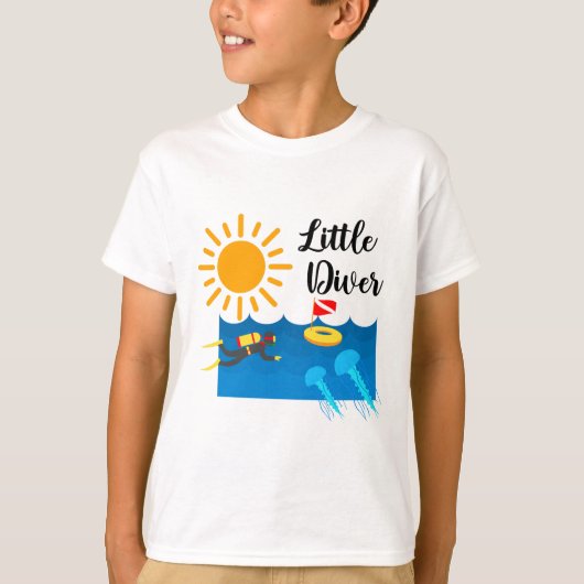 Petit Plongeur avec Jelly Fish - T-shirt de base p (Devant)