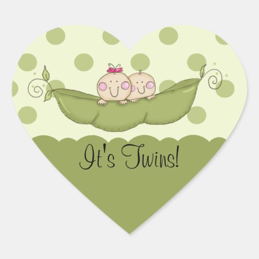 Petit Pois doux Baby Twins Coeur Sticker (Devant)