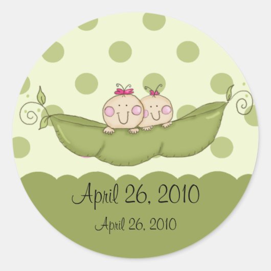 Petit Pois Doux Twin Girls Baby shower Sticker (Devant)