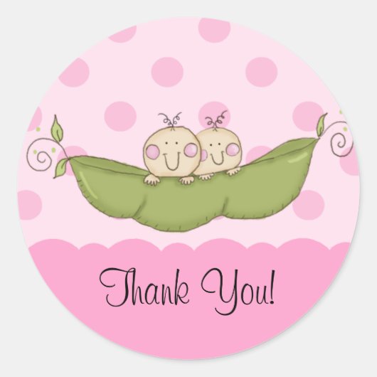 Petit Pois Doux Twins Baby shower Sticker rose (Devant)