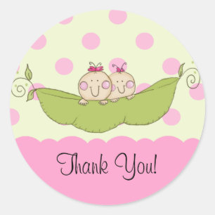 Petit Pois Doux Twins Baby shower Sticker rose