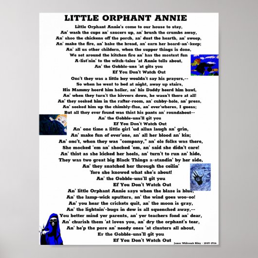 PETIT POSTER ORPHANT ANNIE POEM (Devant)
