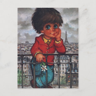 Petit Poulbot à la fleur Briefkaart