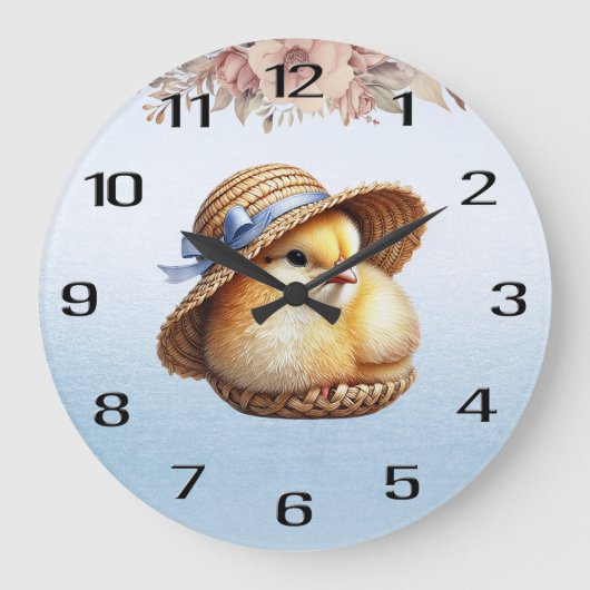 Petit poulet horloge murale ruban bleu (Recto)