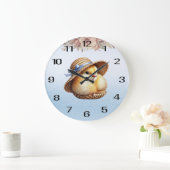 Petit poulet horloge murale ruban bleu (Maison)