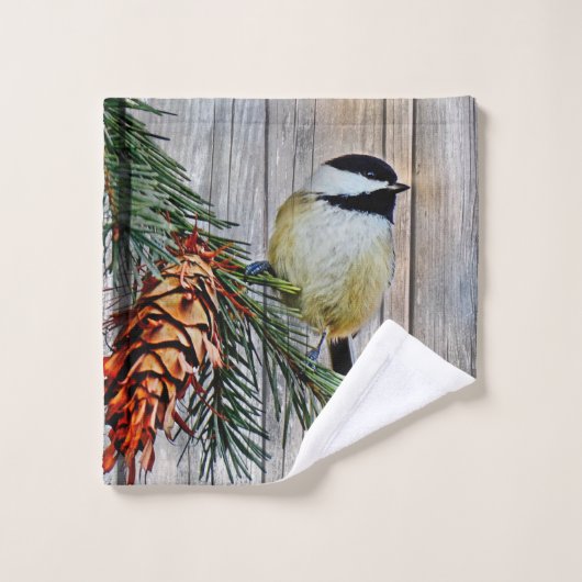 Petit poulet sur le Barn Board Arrière - plan (Gant de toilette)