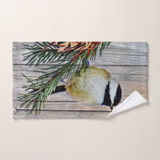 Petit poulet sur le Barn Board Arrière - plan (Serviette à main)