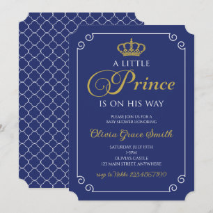 Petit Prince Baby Shower Invitation Bleu Royal Or
