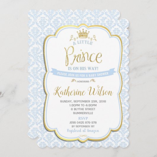 Petit Prince Baby Shower Invitations Garçon Bleu (Devant / Derrière)