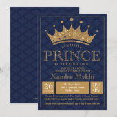 Petit Prince Crown Royal Boy Invitation Anniversai (Devant / Derrière)