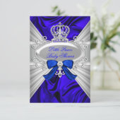Petit Prince Royal Blue Boy Baby shower Invitation (Debout devant)