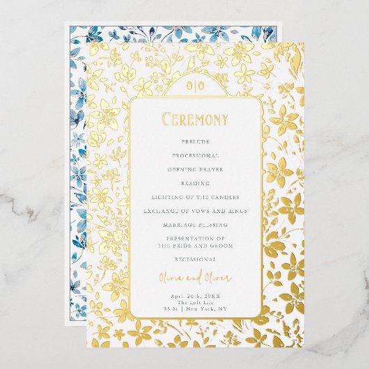Petit programme de mariage aux fleurs (Recto/Verso)