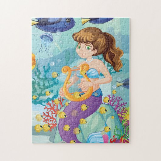 Petit puzzle de thème de plage de sirène (Vertical)
