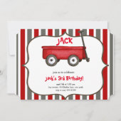 Petit Red Wagon Boy Invitation Anniversaire (Devant)