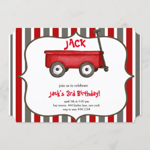 Petit Red Wagon Boy Invitation Anniversaire