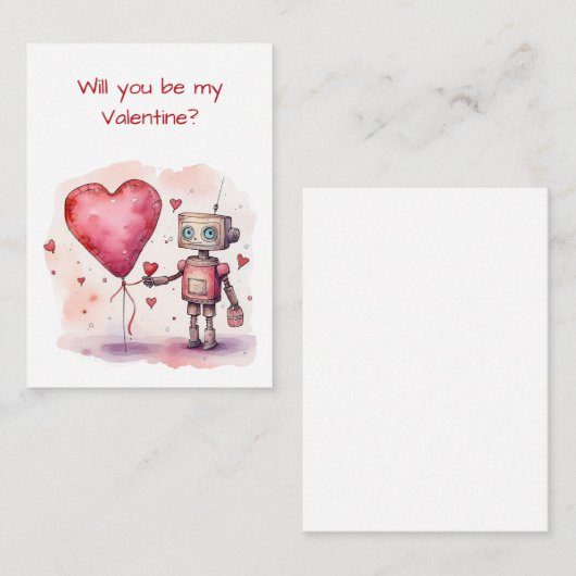 Petit Robot Valentine's Day pour les enfants Carte (Devant / Derrière)