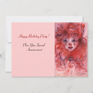 PETIT ROUGE CLOWN rose Anniversaire Invitation de
