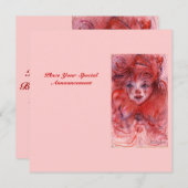 PETIT ROUGE CLOWN rose Anniversaire Invitation de  (Devant / Derrière)