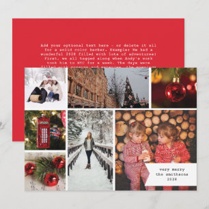 Petit Ruban Multi Photo Carte de Noël Rouge