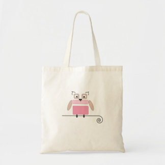 Petit sac à provisions de hibou rose