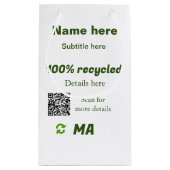 Petit Sac Cadeau 100% recyclé ajouter Q R code ici nom d'entreprise (Dos)