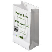 Petit Sac Cadeau 100% recyclé ajouter Q R code ici nom d'entreprise (Devant Angle)