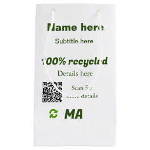 Petit Sac Cadeau 100% recyclé ajouter Q R code ici nom d'entreprise