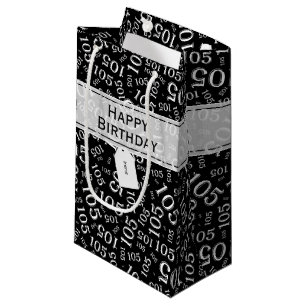 Petit Sac Cadeau 105th thème heureux de fête d'anniversaire noir et