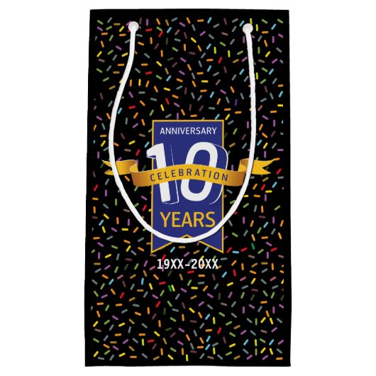 Petit Sac Cadeau 10 e ANNIVERSAIRE Design (Devant)